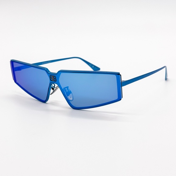 NEW BALENCIAGA BB0192S 003 BLUE GEOMETRIC WOMEN SUNGLASSES BALENCIAGA - Picture 3 of 11
